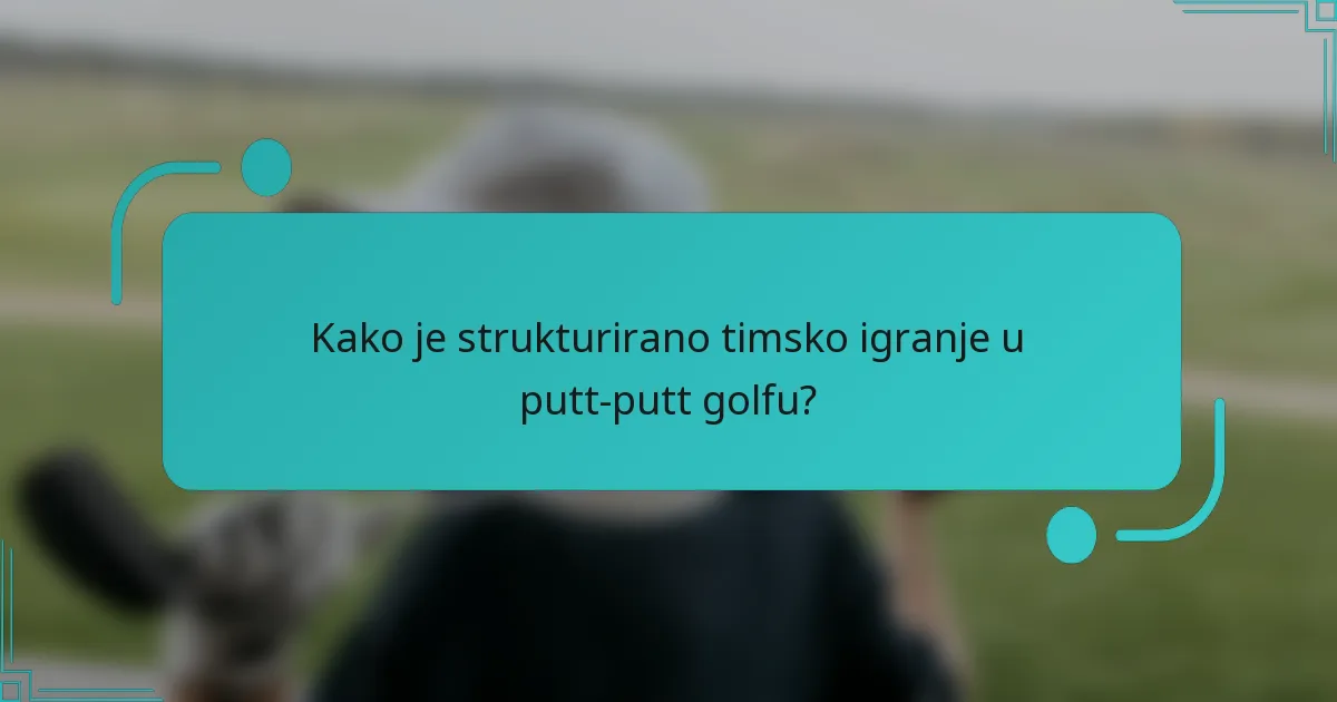 Kako je strukturirano timsko igranje u putt-putt golfu?
